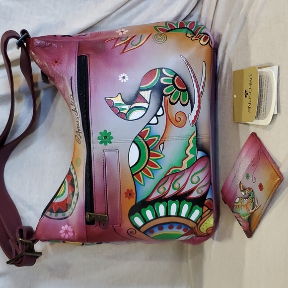 Anuschka floral elephant adjustable strap nwt leather bag - Picture 2 of 10